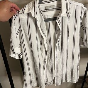 Mango black and white button down medium